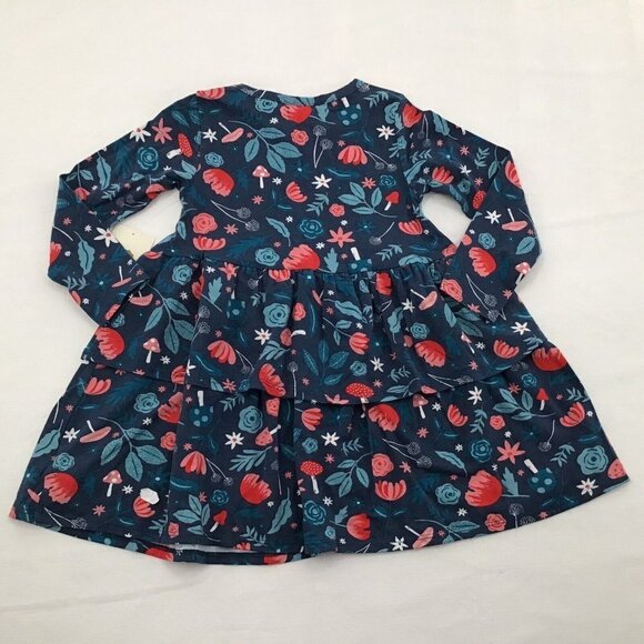 Tucker + Tate Girls Long Sleeve Tiered  Multi Colored Floral Dress Girls Size 2 - Picture 3 of 4